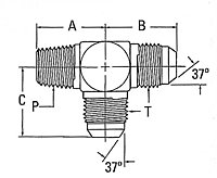 2028 External Pipe to 37º Flare Tee